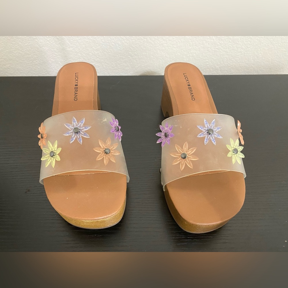Lucky Brand Fallyn Vinyl Flower Slide Sandals - Clear, Size 7 - Picture 3 of 7